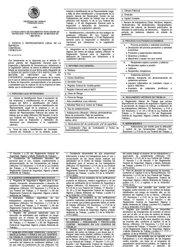Anexo SH Nom 029 Stps 2011 | PDF | Derecho laboral | La seguridad
