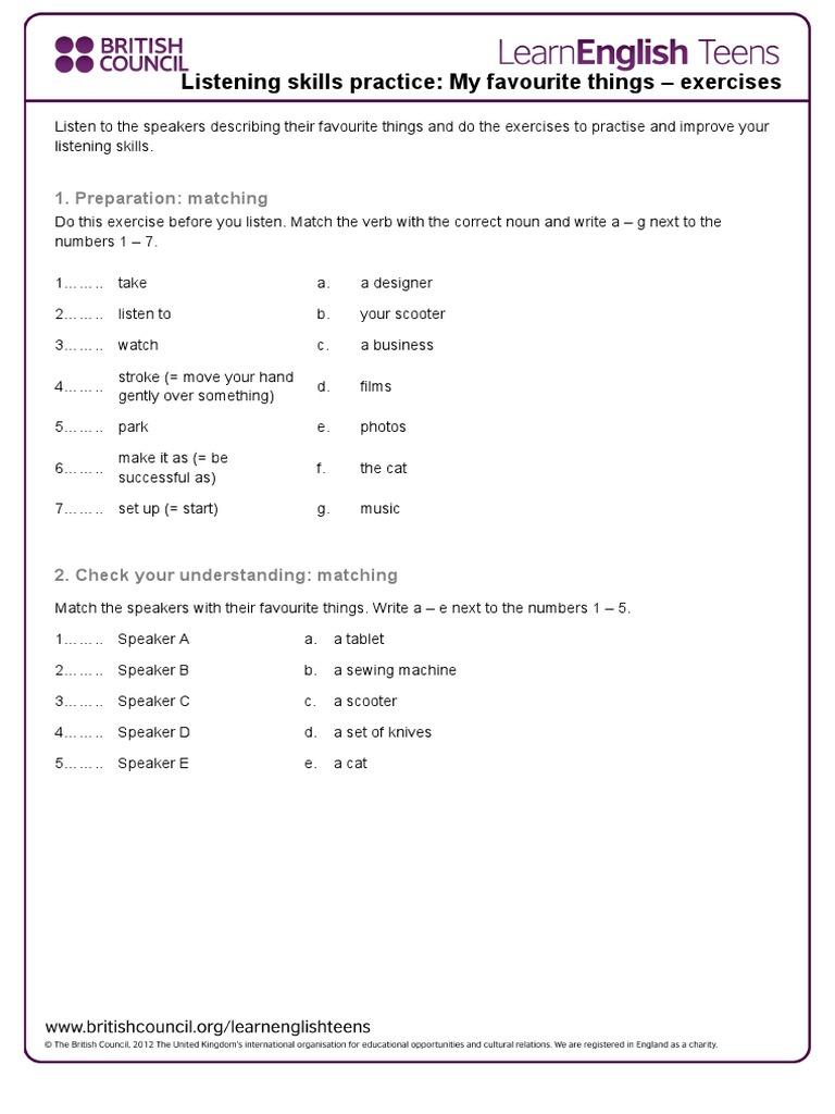 My Favourite Things Exercises 1 Pdf Pdf Leisure