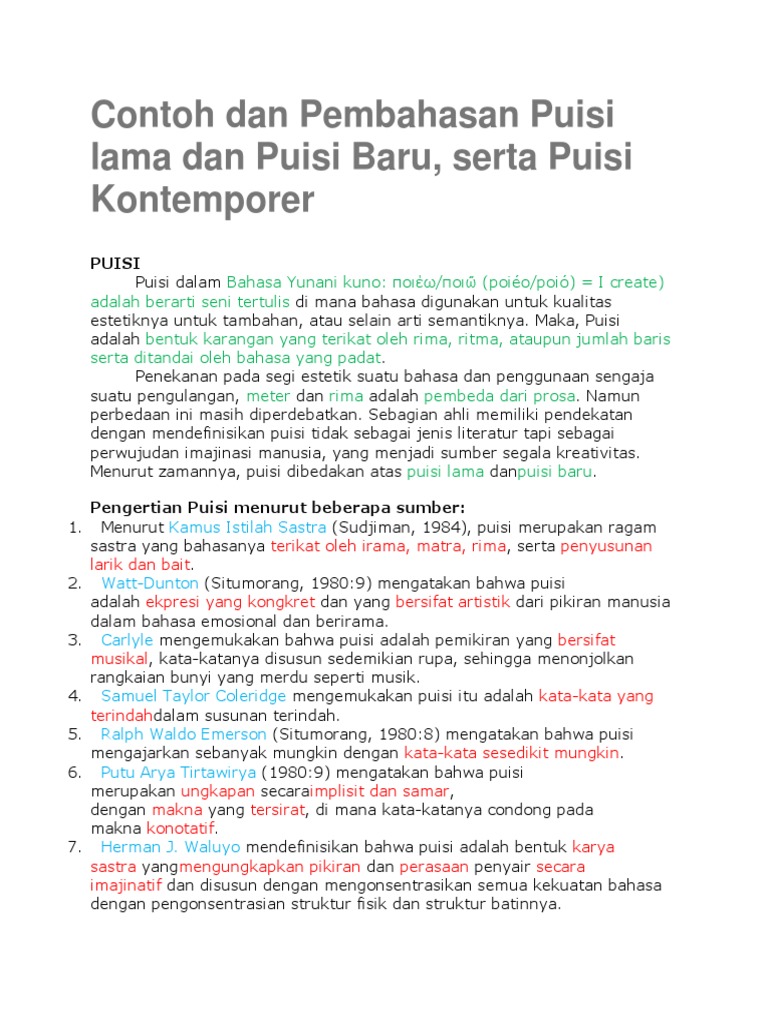 Puisi Lama Dan Puisi Baru