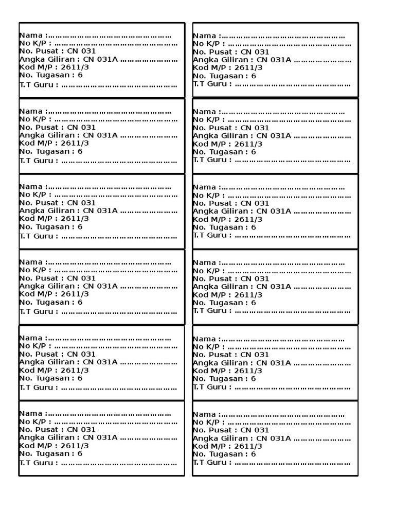Label Nama PSV 2017 | PDF