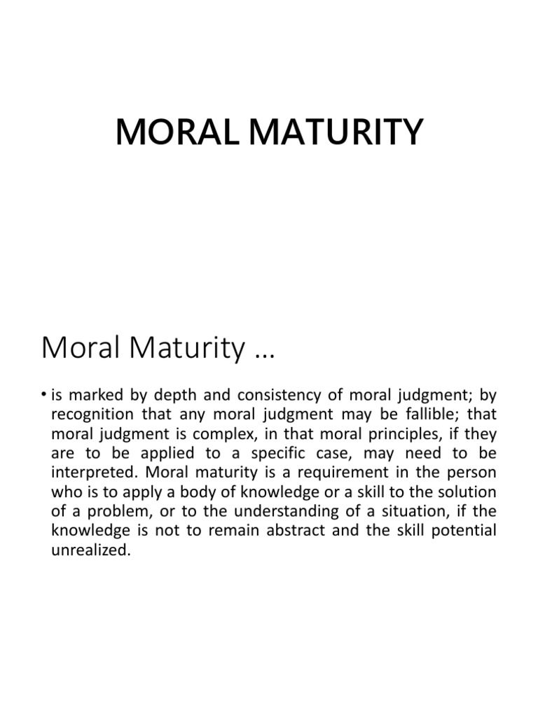 Moral Maturity PDF Morality Emotions