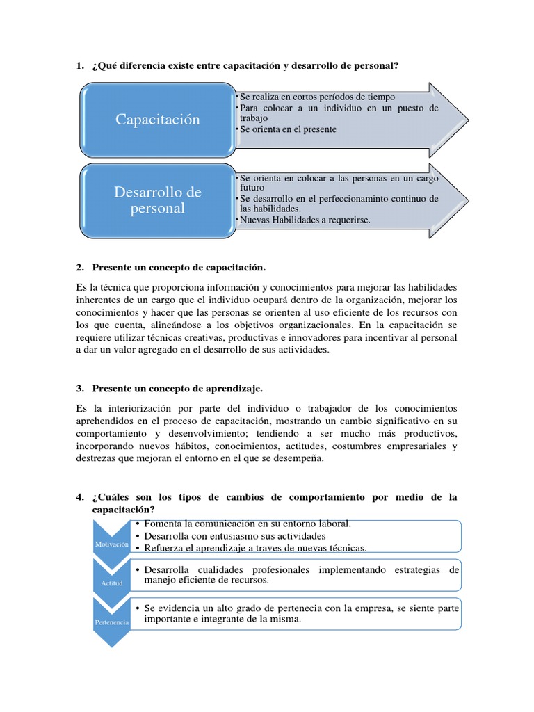 Que Diferencia Existe Entre Capacitacion y Desarrollo de Personal | PDF ...