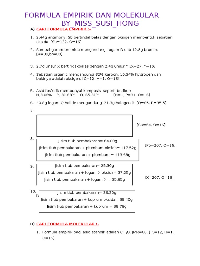 Formula Empirik Pengiraan Pdf