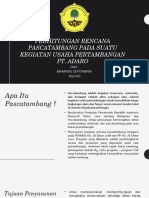 Perhitungan Rencana Pascatambang Pada Suatu Kegiatan Usaha Pertambangan