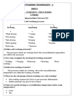 ME6301 MANUFACTURING TECHNOLOGY - 1 - UNIT 3 - 2marks