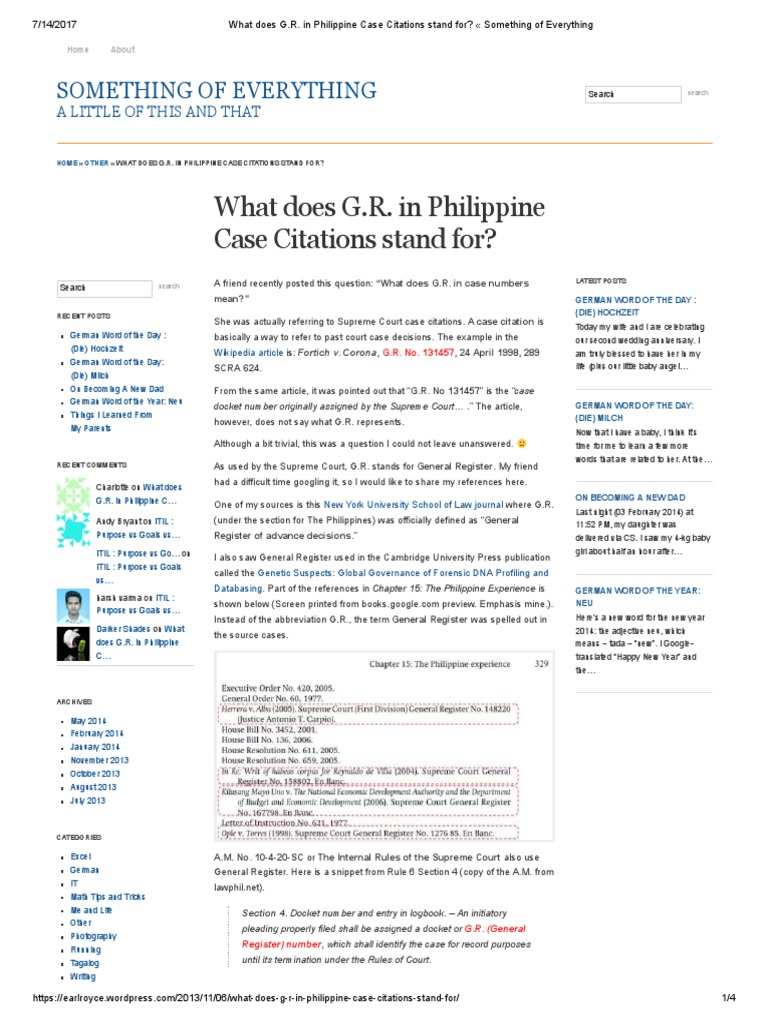 What Does G.R Mean PDF Case Citation Languages