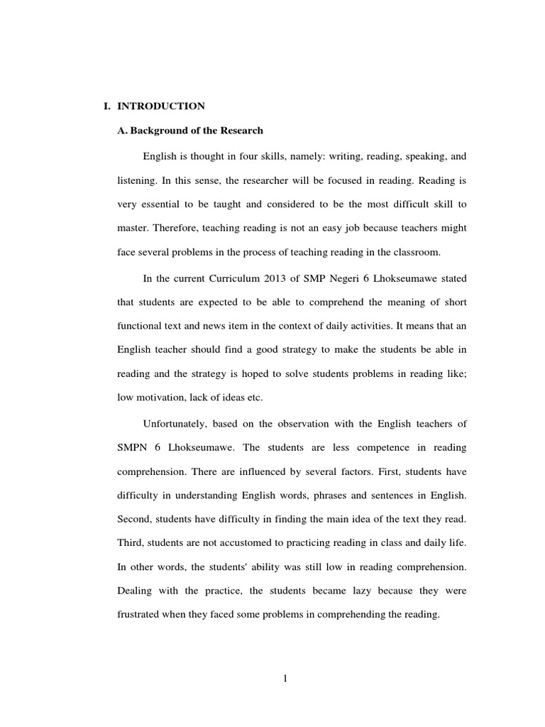 My Proposal Reading Comprehension Reading (Process)