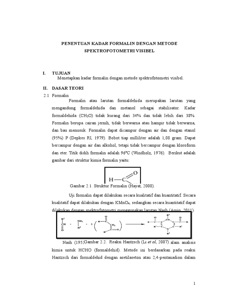 Analisis Kadar Formalin dengan UV-Vis | PDF