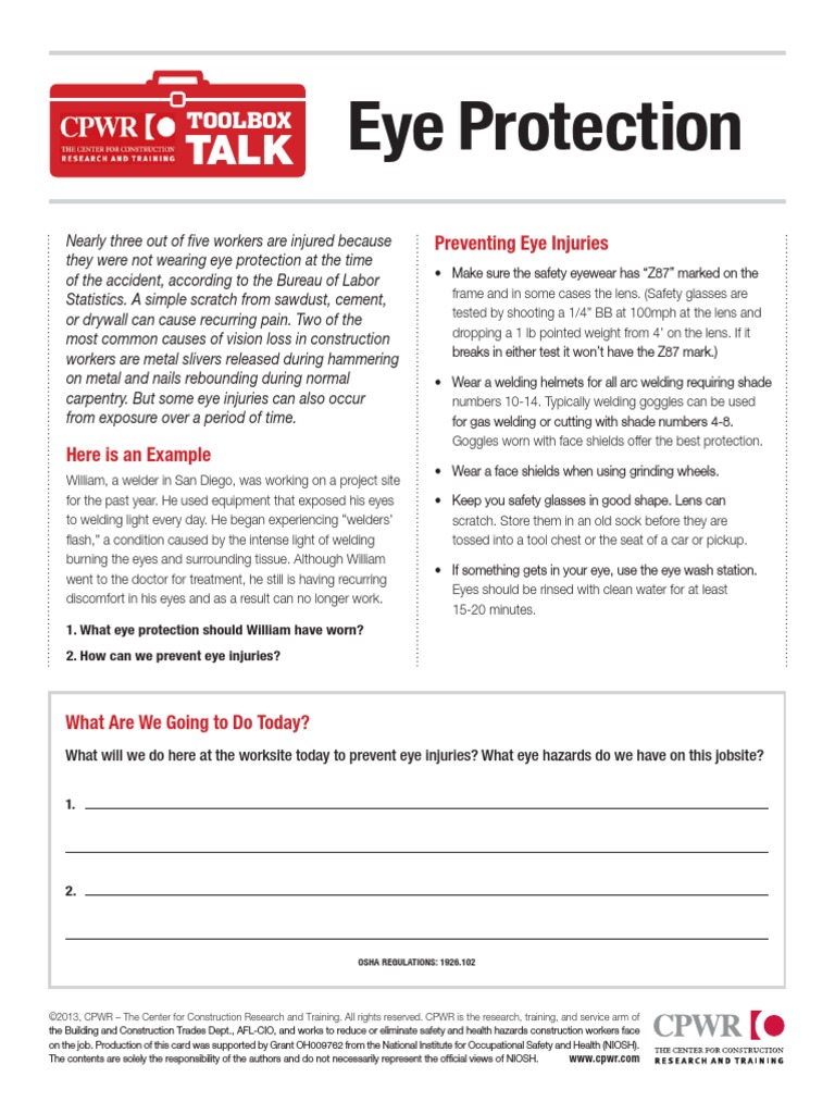 Eye Protection PDF PDF Welding Construction