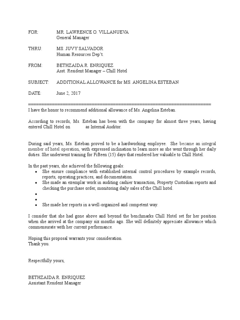 Letter Recommendation Salary Increase Business Government