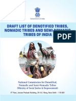 Draft List of Denotified Tribes - Ministry of Social Justice