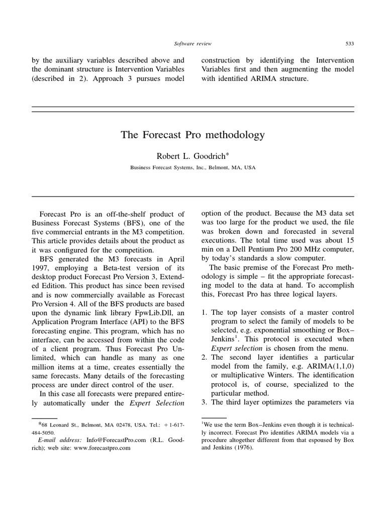 Goodrich (2000) The Forecast Pro Methodology Science PDF