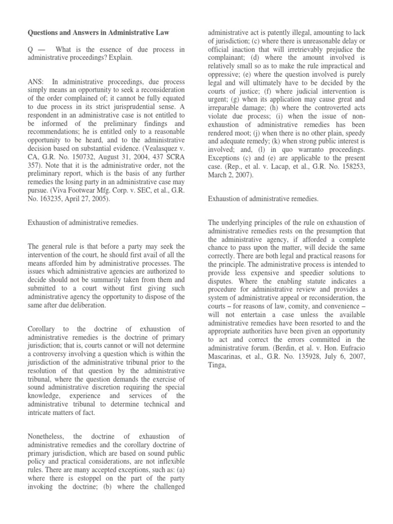 Questions and Answers in Administrative Law | PDF | Corporations 