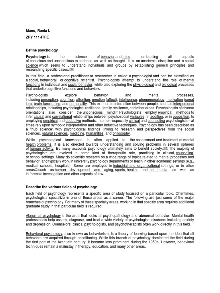 Define Psychology PDF Scientific Control Experiment