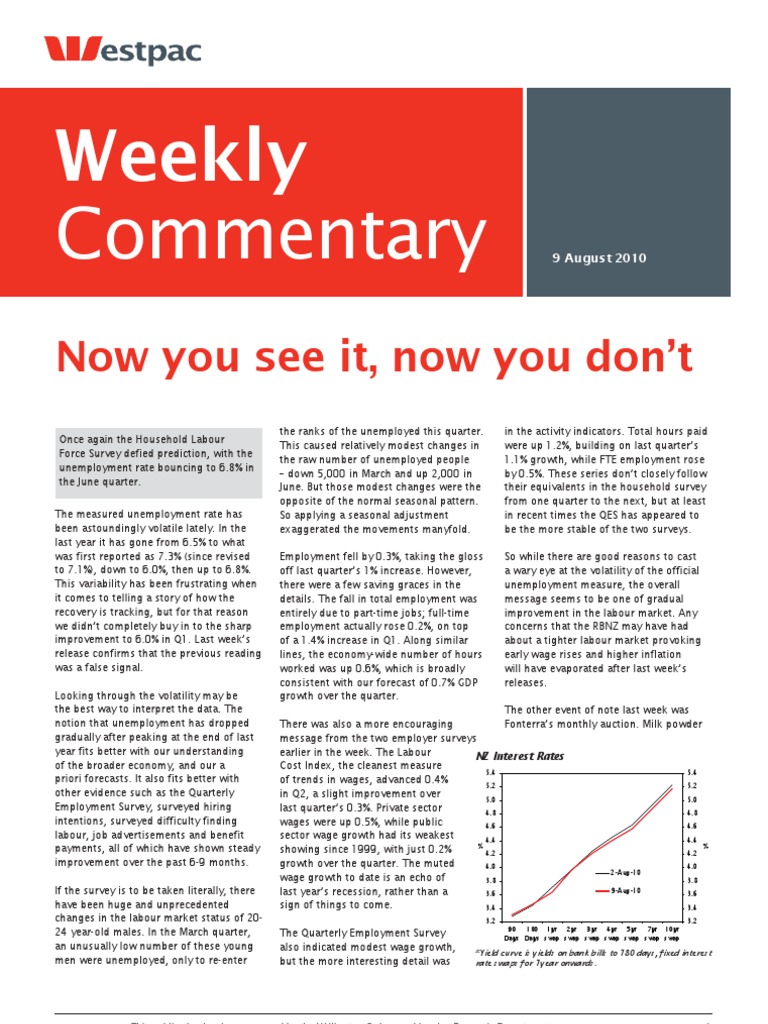 Westpack AUG 09 Weekly Commentary | PDF | Unemployment | Social Science