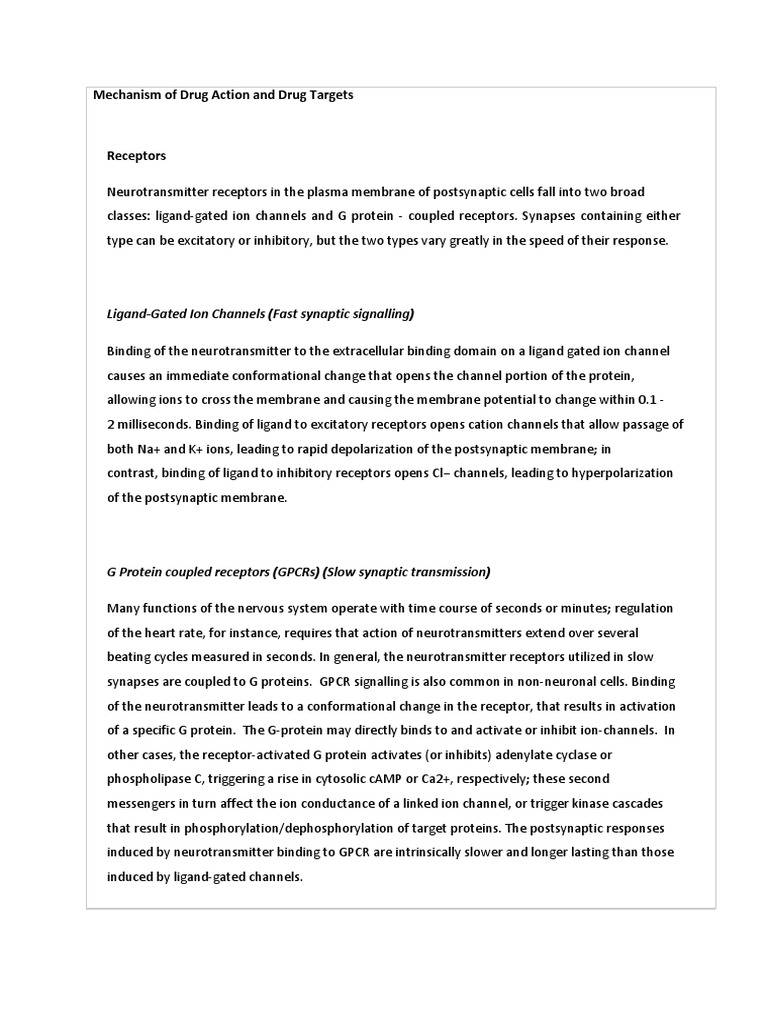 Mechanisms of Drug Action and Targets | PDF | Agonist | Receptor Antagonist