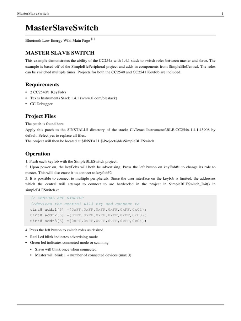Master Slave Switch | PDF | Bluetooth | System Software image.