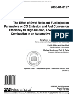 The Effect of Swirl Ratio and Fuel Injection Parameters on CO Emission and Fuel Conversion Efficiency for High-Dilution, Low-Temperature Combustion in an Automotive Diesel Engine