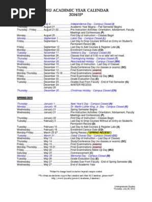 2014-15 Ay Calendar Pdf | Pdf | Academic Term | Schools