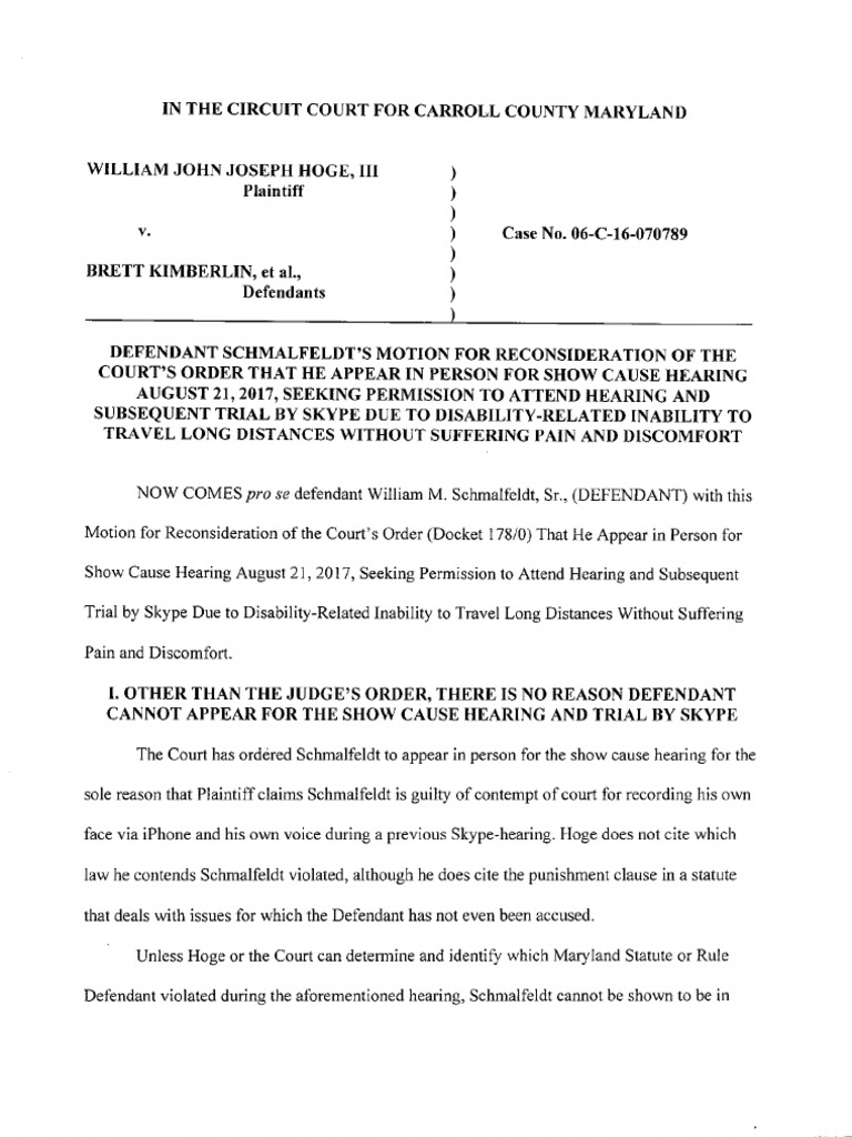 Motion to Reconsider Redacted