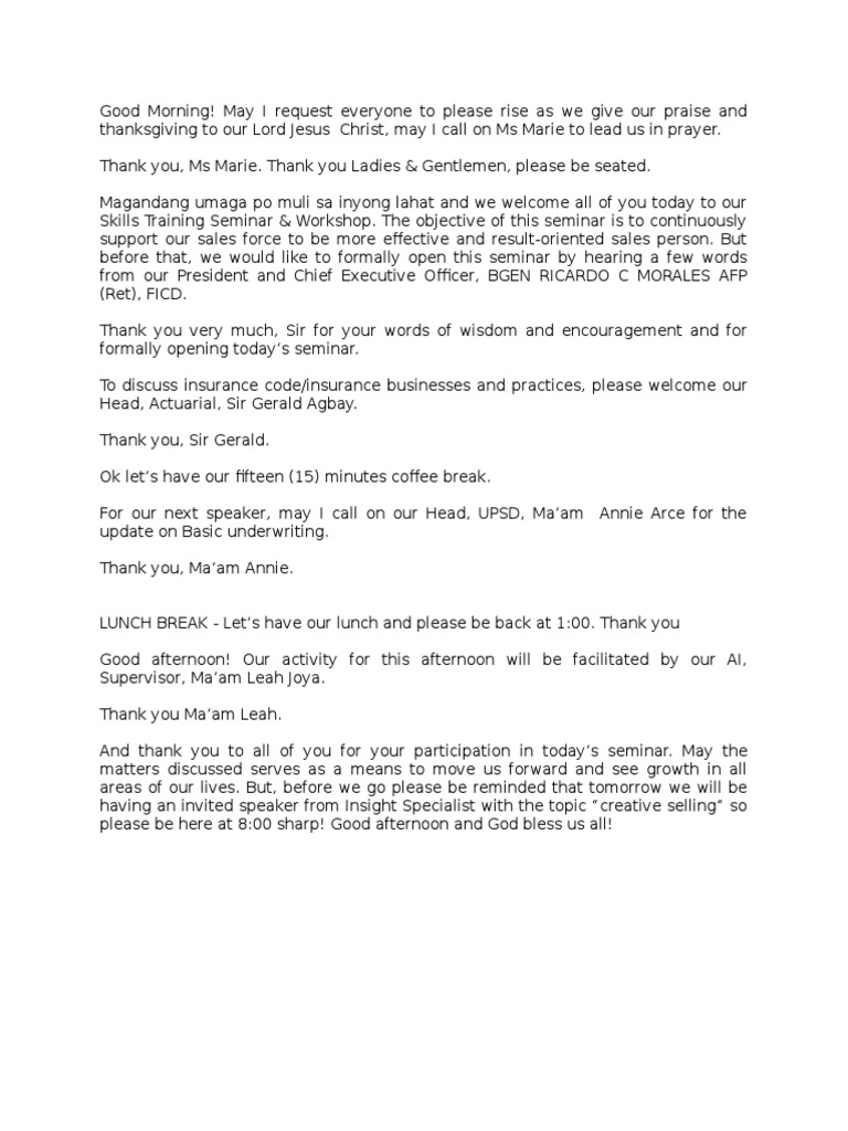 Emcee Script Pdf
