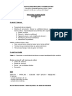 Nivelación Matemáticas 8°: Plan de trabajo con objetivos y clases