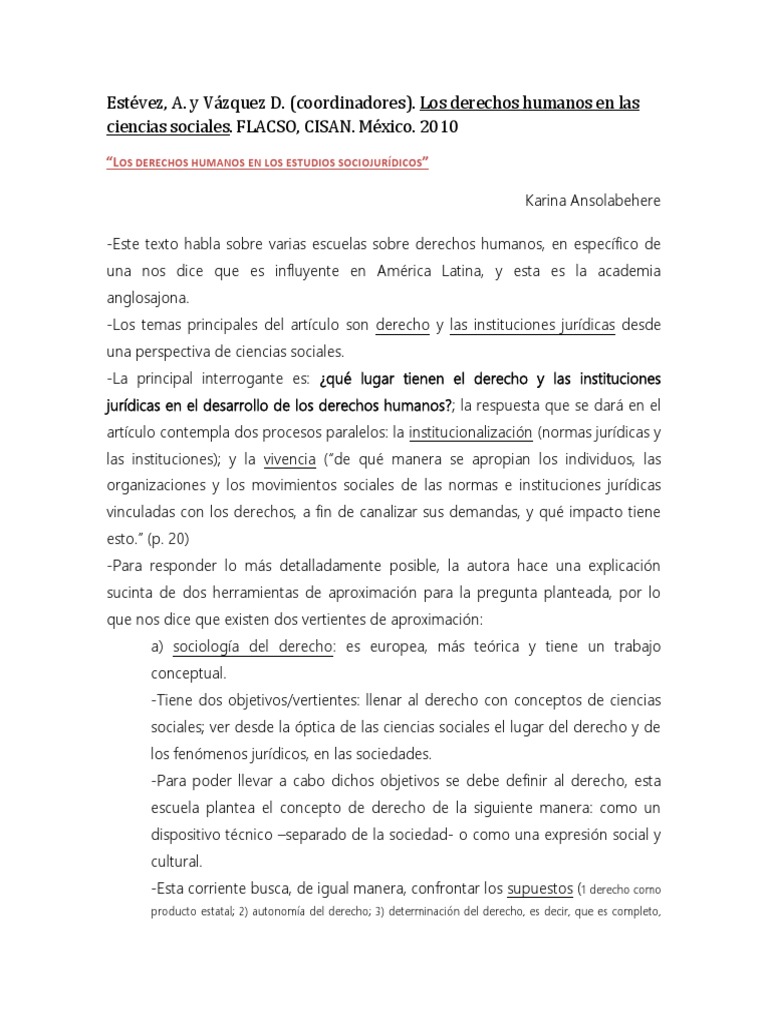 Los Derechos Humanos en Las Ciencias Sociales | PDF | Derechos humanos ...