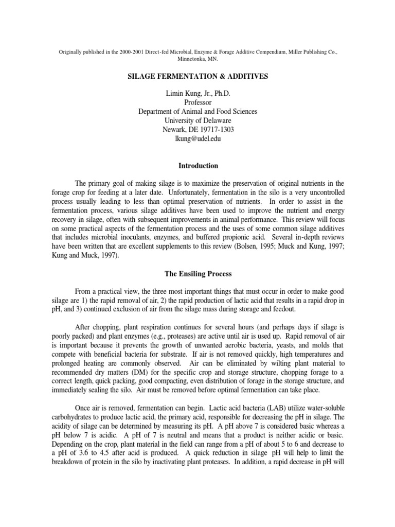 Silage Fermentation Additives | PDF | Lactic Acid | Fermentation
