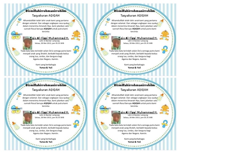 Kartu Ucapan Aqiqah Word  Kata Kata Mutiara