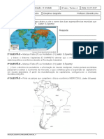 Avaliação de Geografia sobre Sistemas Político-Econômicos e Desenvolvimento