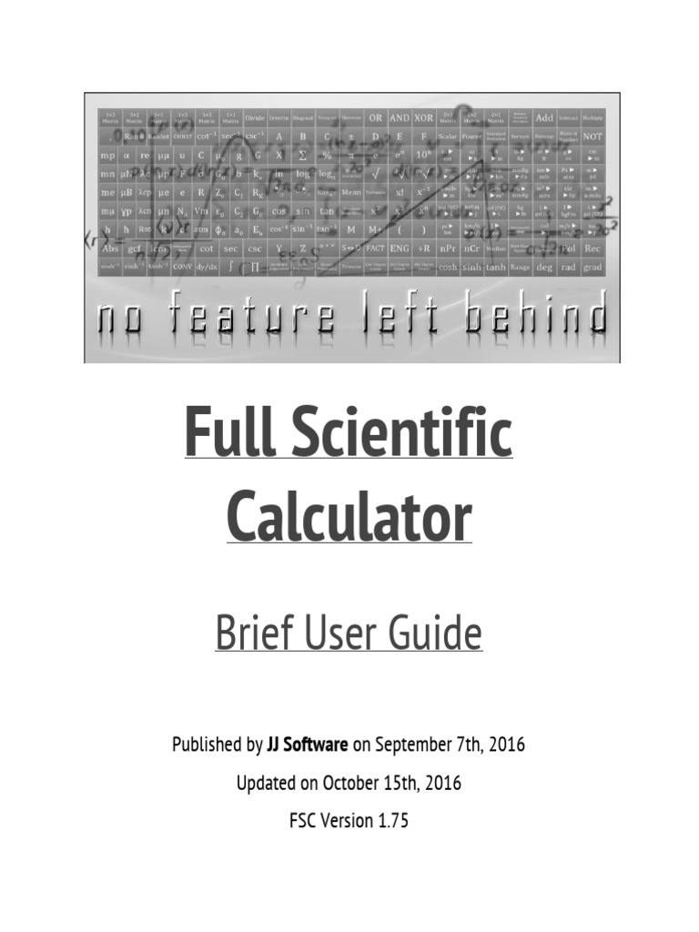 Full Scientific Calculator Brief User Guide PDF Complex Number Function (Mathematics)