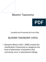Blooms' Taxonomy: Compiled and Presented by Prem Pillay