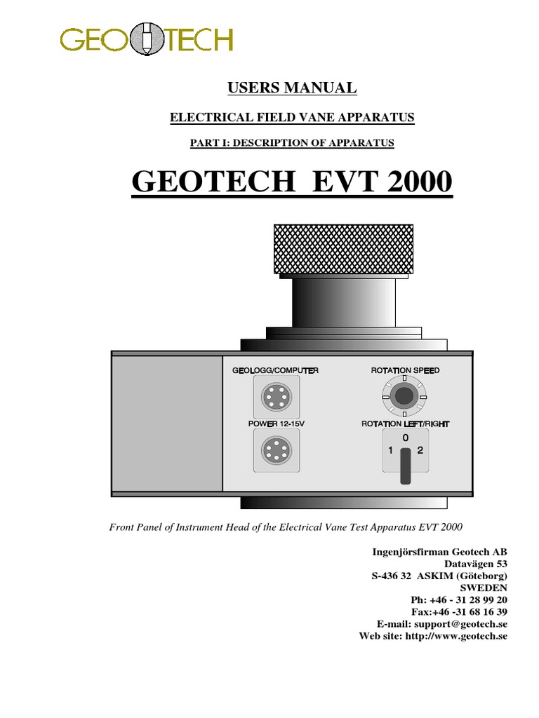 EVT 2000 User Manual Overview | PDF | Drilling Rig | Calibration