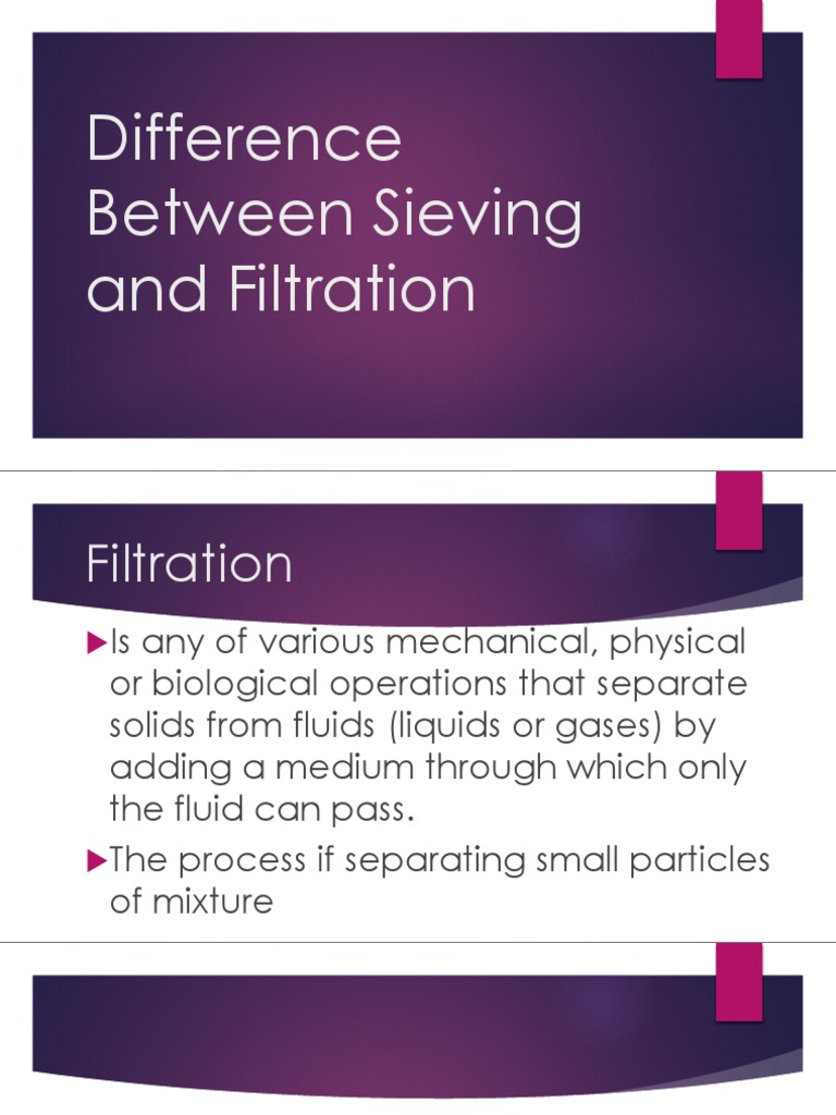 Difference Between Sieving and Filtration PDF