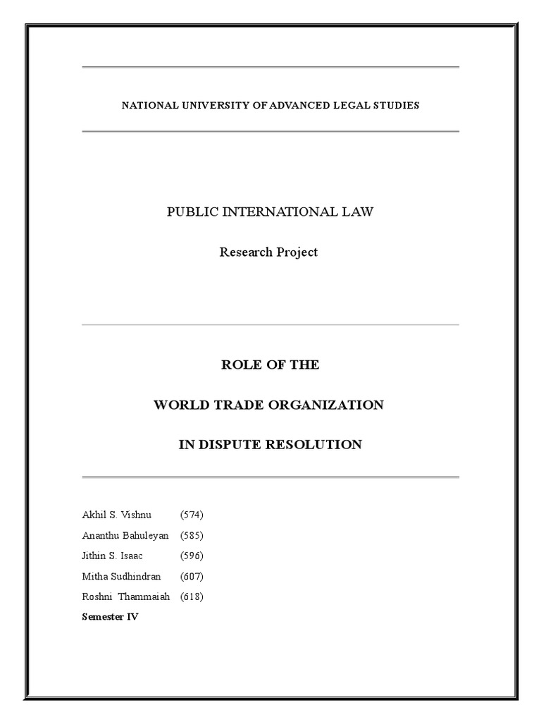 Public International Law Research Project: Role of The World Trade ...