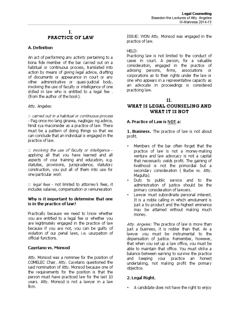 299745449-Legal-Counseling-TSN.pdf | Brief (Law) | Lawyer