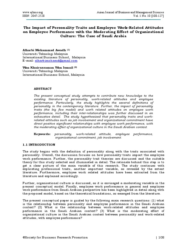 The Impact of Personality Traits and Emp PDF | PDF | Extraversion And ...
