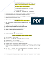 Strength of Materials/Mechanics of Solids (CE-303/DCE-303) - Short Answer Questions-UIT-RGPV BHOPAL