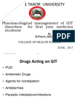 Pharmacological Management of GIT Disorders For First Year Medicine Students