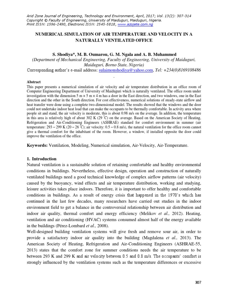 Numerical Simulation of Air Temperature and Velocity in A Naturally ...