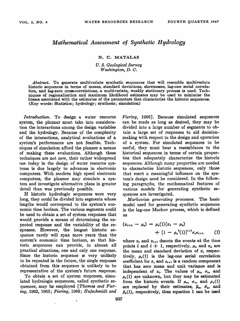 Synthetic Hydrology Modeling Techniques | PDF | Bias Of An Estimator ...