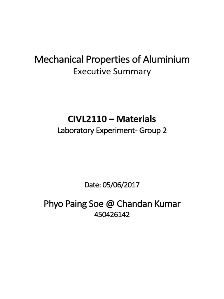Mechanical Properties of Aluminium Alloys | PDF | Strength Of Materials ...