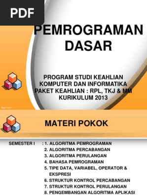 Download Buku Pemrograman Dasar Kelas 10 Pdf – Berbagai Buku