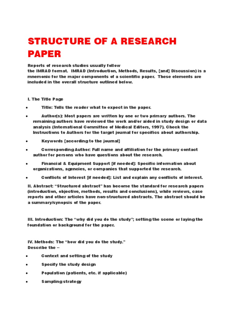 research structure of paper