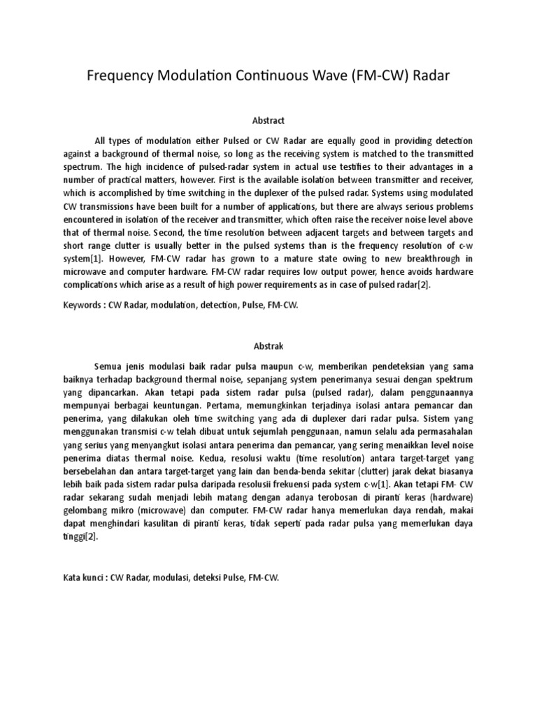 Frequency Modulation Continuous Wave | PDF | Science & Mathematics