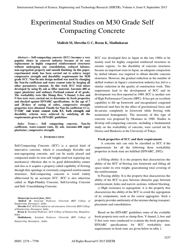 Self Compacting Concrete m30 PDF | PDF | Concrete | Structural Engineering