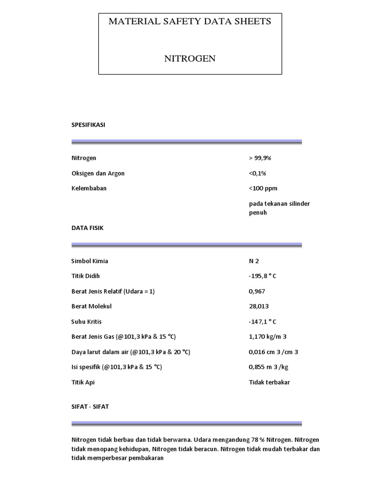 MSDS Nitrogen | PDF