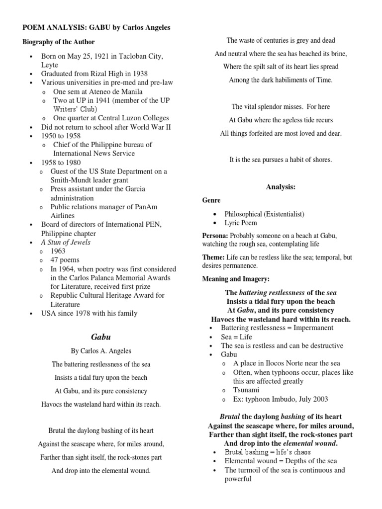 Poem Analysis Gabu Sea