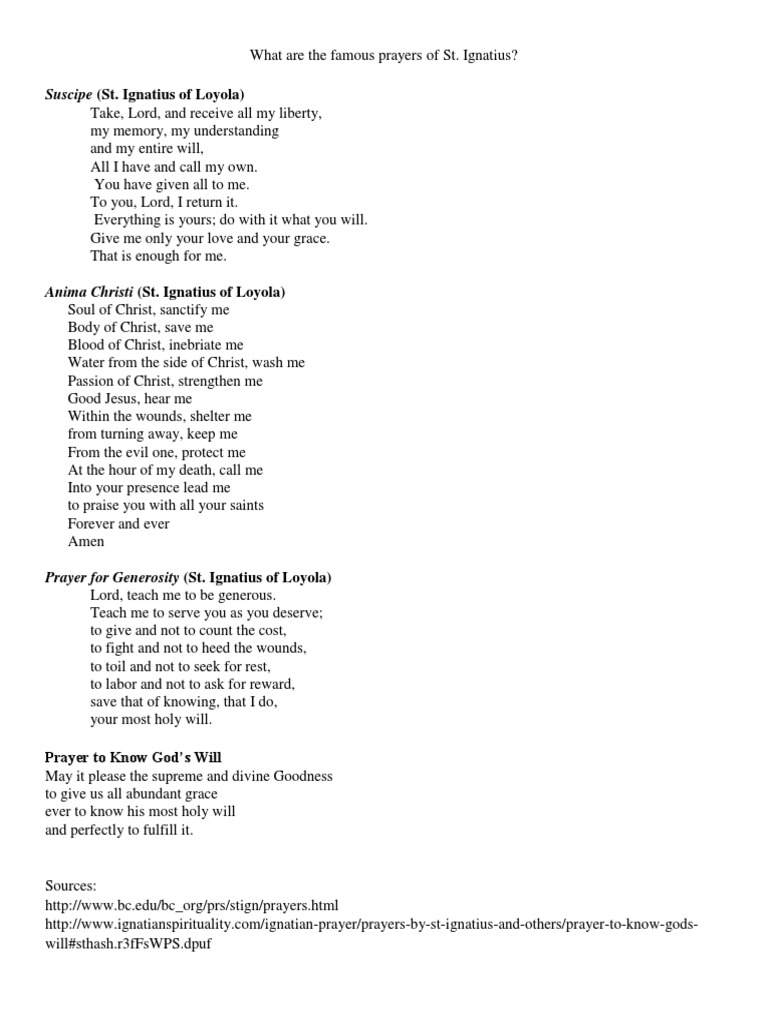 Prayers of ST - Ignatius | PDF