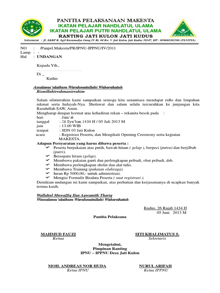 Contoh Surat Rekomendasi Pac Ipnu - Delinewstv